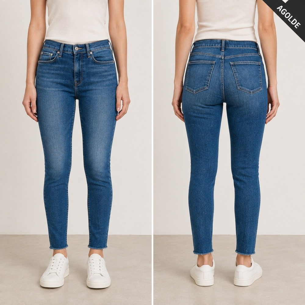 AGOLDE Sophie High Rise Skinny Jeans Womens 28 Blue Raw Hem Stretch A018-3005